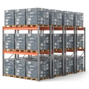стеллаж паллетный двойной глубины 3000х2700х1100 мм, 2 яруса (г/п 1800 кг на ярус)