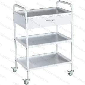 стол медицинский инструментальный сми-03-01 (полки металл, колёса пластик)