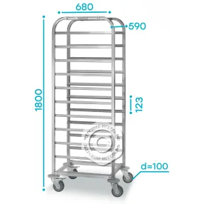 тележка-шпилька тшгп 590х680х1800 «profi ral» (12 уровней гастроемкостей gn2/1)