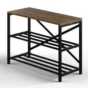 обувница gutta 500х690х290 (3 полки) каркас чёрный, настил коричневый