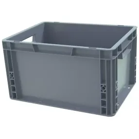 ящик 400х300х270 сплошной, усиленное дно, цв. серый, без крышки