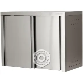 полка навесная закрытая пнзн - 600х1000х400 «norma inox» двери-купе, сетка стаканы + сетка тарелки