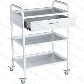 стол медицинский инструментальный сми-03-01 (полки металл, колёса пластик)