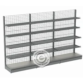 стеллаж торговый пристенный сетчатый с сетчатыми полками 25 серия