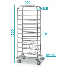 тележка-шпилька тшгп -385х560х1500 «profi ral» (10 уровней гастроемкостей gn1/1)