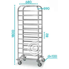 тележка-шпилька тшгп 590х680х1800 «profi ral» (18 уровней гастроемкостей gn2/1)
