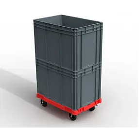 пластиковая тележка 600х400 мм для ящиков (с отверстием) колеса без тормозов, арт. 42.640