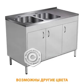 стол-мойка стм-106 «стандарт» 1200 (корпус металл серый, столешница нерж. сталь, каркас серый)