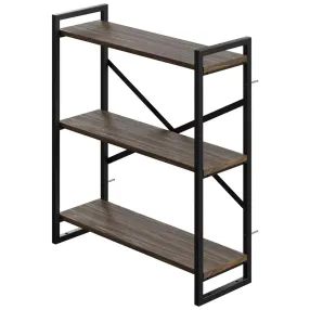 полка навесная gutta 780х690х250 (3 яруса) каркас чёрный, настил коричневый