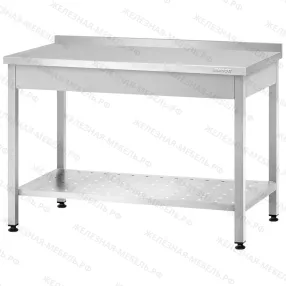 стол производственный спрп - 860х1000х800 «profi inox» с полкой перфорацией (с бортом)