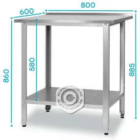 стол производственный спрб 860х800х600 «base» с перфорированной полкой (с бортом)