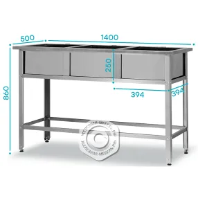 ванна моечная вмср - 500/3 «retail», отв. д/смесит.
