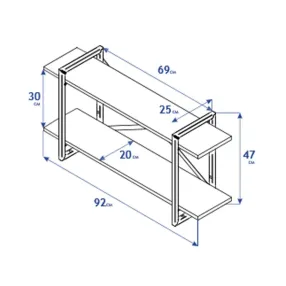 полка навесная gutta 470х920х250 (2 яруса) каркас чёрный, настил эвок